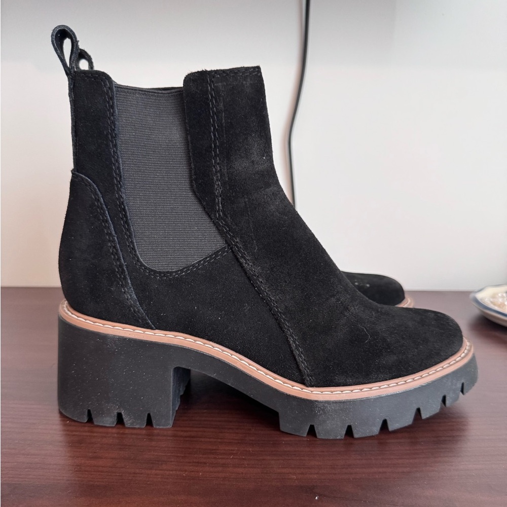 Dolce Vita Black Suede Lug Chelsea Bootie